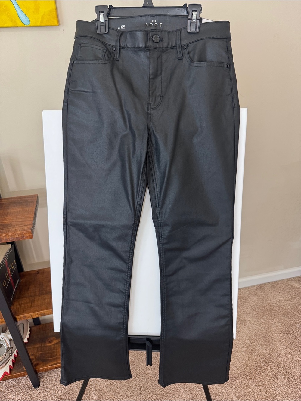 NWT White House Black Market Black Coated High Rise Bootcut Jeans SIZE 6